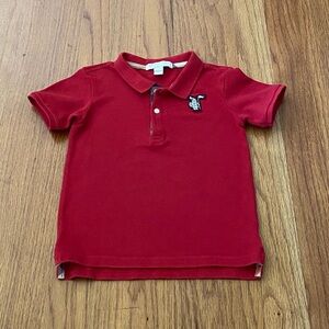 Burberry Red Kids Polo Shirt With Patch